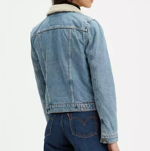 Levi's Original Sherpa Trucker Denim Jean Jacket Small - Picture 7 of 13